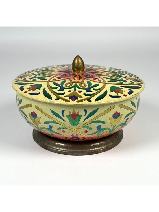 Unbranded Other - Vintage Metal Candy Biscuit Tin Tulip Ribbon Pattern Decorative Made in Holland